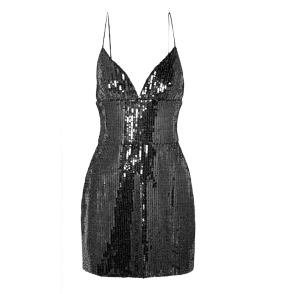 $1500 RASARIO Sequin Embroidered Mini Dress Size US 8 FR 42 IT 44